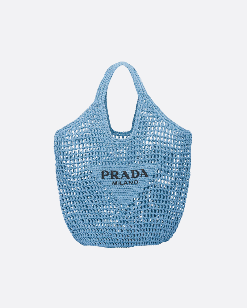 Prada Raffia Tote Bag-Blue