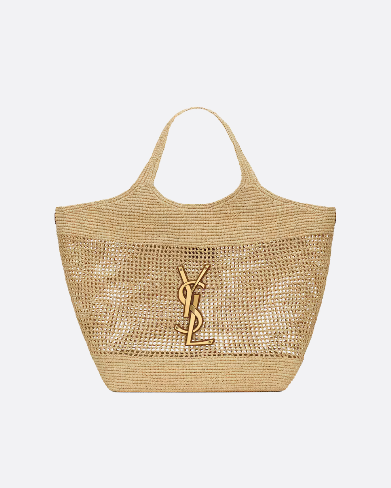 SAINT LAURENT YSL Raffia Icare Tote Bag