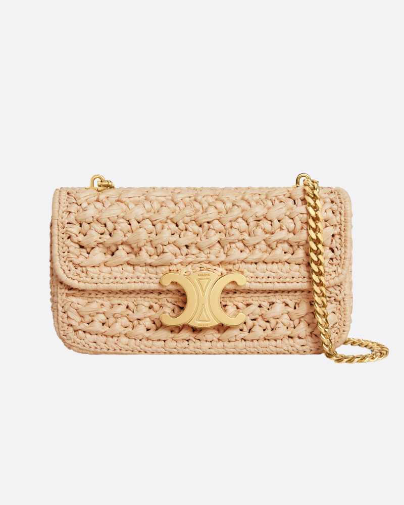 Celine Straw Chain Crossbody Bag 25x14cm